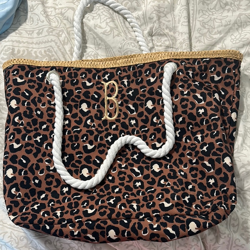 Leopard Print Tote Bag with Rope Handles